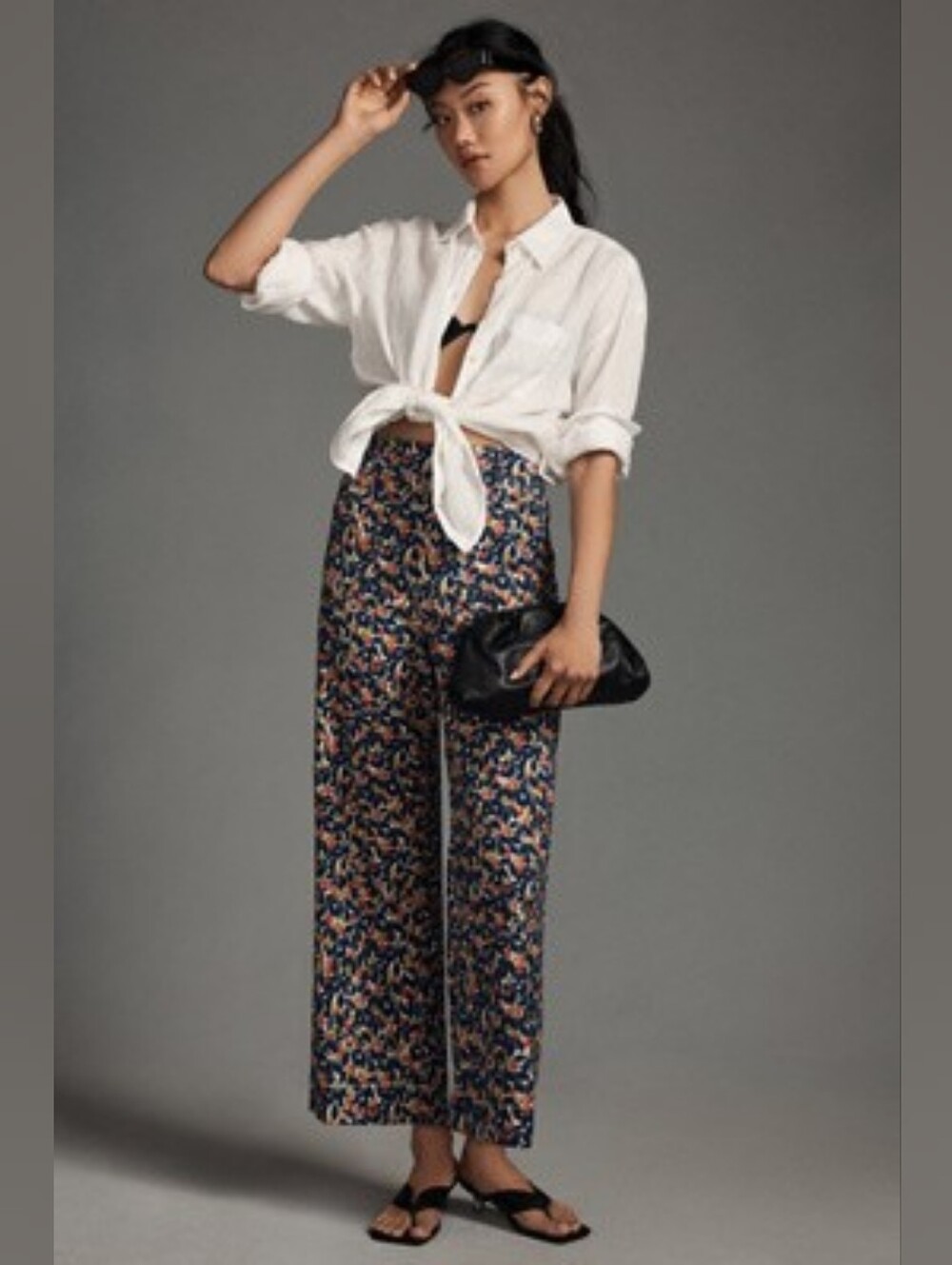 Anthropologie Maeve Colette Crop - Olive Print